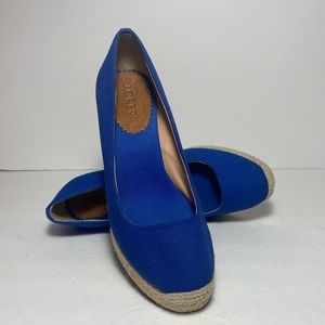 Seville Royal Blue Canvas Espadrilles Wedges Heel Women’s Size